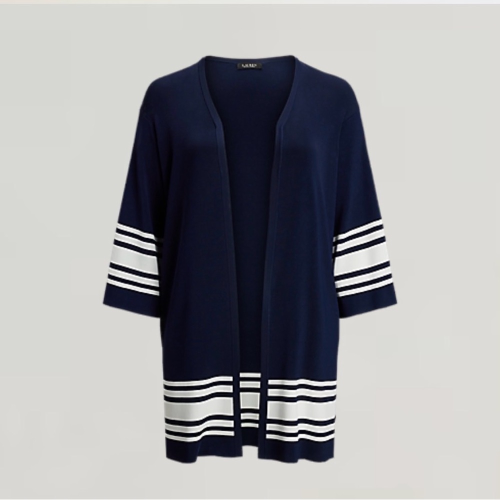 Ralph lauren two tone Navy and White Striped Cardigan